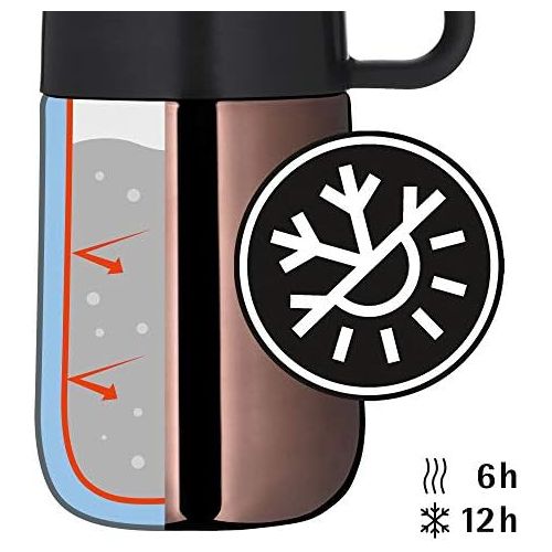 더블유엠에프 WMF Impulse Travel Mug, Thermal Cup 0.3 l, Automatic Closure, 360° Drink Opening, Keeps Drinks Warm for 6 Hours / 12 Hours Cold, Copper