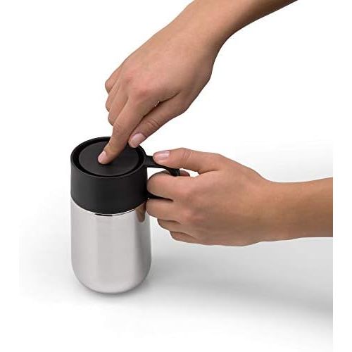 더블유엠에프 WMF Impulse Travel Mug / Thermal Cup, 0.3 l, Height 14 cm, 7.8 cm, Automatic Closure, 360° Drinking Opening, Keeps Drinks Warm for 6 Hours / or Cold for 12 Hours, Silver