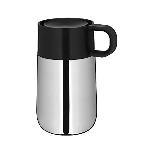 더블유엠에프 WMF Impulse Travel Mug / Thermal Cup, 0.3 l, Height 14 cm, 7.8 cm, Automatic Closure, 360° Drinking Opening, Keeps Drinks Warm for 6 Hours / or Cold for 12 Hours, Silver