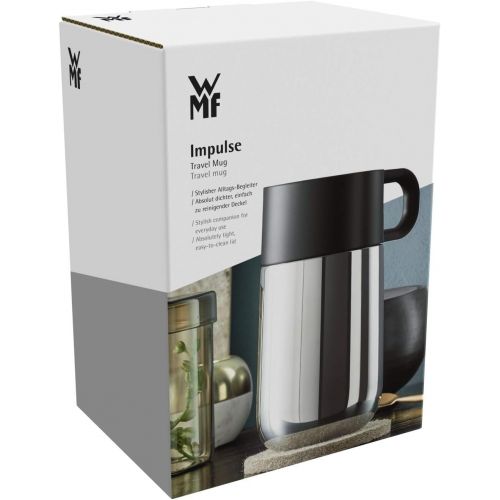 더블유엠에프 WMF Impulse Travel Mug / Thermal Cup, 0.3 l, Height 14 cm, 7.8 cm, Automatic Closure, 360° Drinking Opening, Keeps Drinks Warm for 6 Hours / or Cold for 12 Hours, Silver