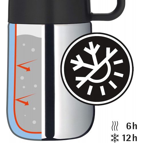 더블유엠에프 WMF Impulse Travel Mug / Thermal Cup, 0.3 l, Height 14 cm, 7.8 cm, Automatic Closure, 360° Drinking Opening, Keeps Drinks Warm for 6 Hours / or Cold for 12 Hours, Silver