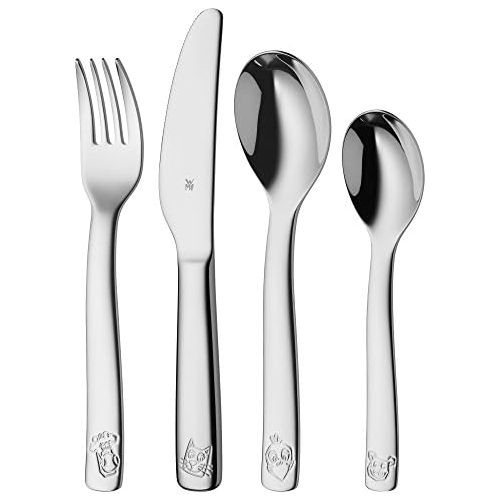 더블유엠에프 WMF 4-Piece Childrens Farm Cutlery Set, for 3 Years and over, Polished Cromargan Stainless Steel, Dishwasher-Safe, 40 x 25 x 25 cm