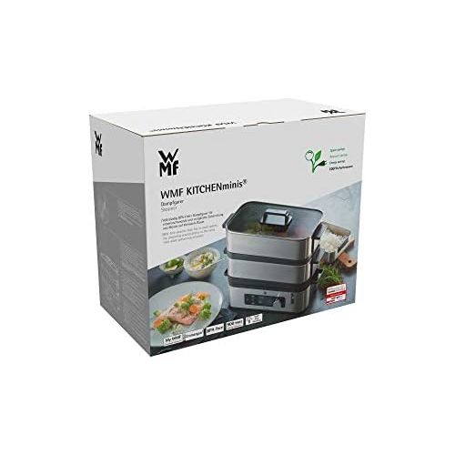 더블유엠에프 Besuchen Sie den WMF-Store WMF KUECHENminis Mini Dampfgarer 4,3l, Dampfkocher mit Memory-Funktion, Warmhaltefunktion, Restlaufzeitanzeige, 2 individuell regulierbare Garbehalter