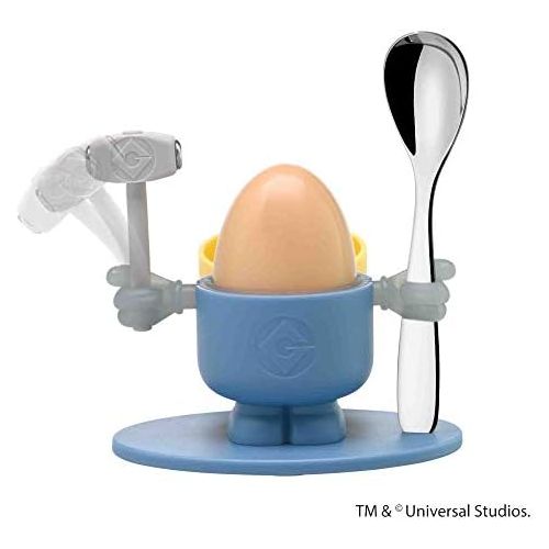 더블유엠에프 WMF Minions Egg Cup with Spoon Plastic Cromargan Polished Stainless Steel Dishwasher Safe Yellow Blue