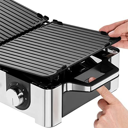 더블유엠에프 WMF Lono Master Electric Grill 2400 W 2 x Separately Adjustable Grill Surfaces, Table Grill with Outdoor Certification for Barbecue, cromargan