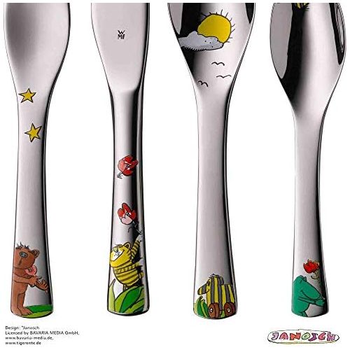 더블유엠에프 WMF Janosch childrens cutlery, 4 pieces, from 3 years, Cromargan stainless steel polished, dishwasher safe, color and food safe