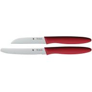 WMF 2-Piece Knife Set Sharpening Steel Plastic Handles Red