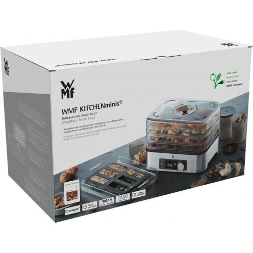 더블유엠에프 WMF Kuechenminis Doerrautomat Edelstahl, Doerrgerat mit 5 Einlegefacher, 30-70°C, 24h-Timer, Obsttrockner, Dehydrator, 2 Boxen, Muesliriegelform, bpa-frei