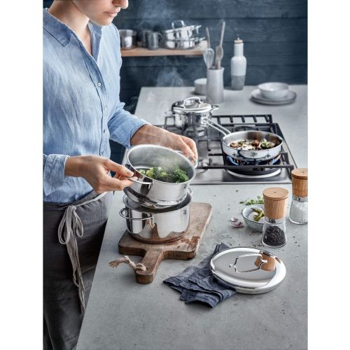 더블유엠에프 WMF Mini Frying Pan Coated Small 18 cm, Cromargan Polished Stainless Steel, Induction, Stackable, Ideal for Small Portions or Single Households