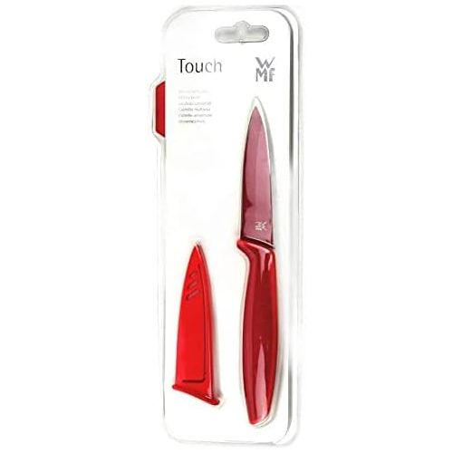 더블유엠에프 WMF Touch Allzweckmesser, 20 cm, Messer mit Schutzhuelle, Spezialklingenstahl antihaftbeschichtet, scharf, Klinge 9 cm, rot