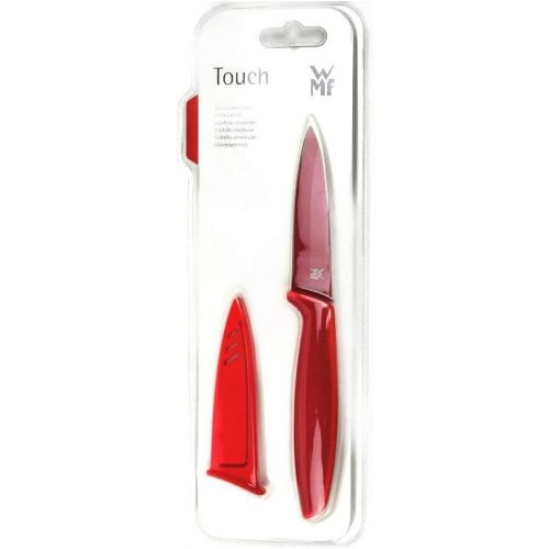 더블유엠에프 WMF Touch Allzweckmesser, 20 cm, Messer mit Schutzhuelle, Spezialklingenstahl antihaftbeschichtet, scharf, Klinge 9 cm, rot