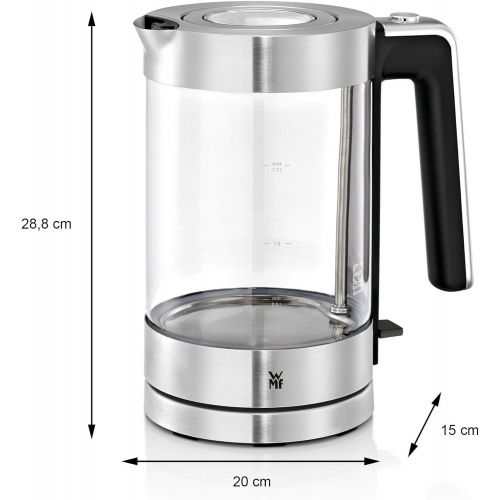 더블유엠에프 WMF Lono Wasserkocher Glas (3000 W, 1,7l, Schott Duran Glas, Kalk-Wasserfilter) cromargan matt/silber