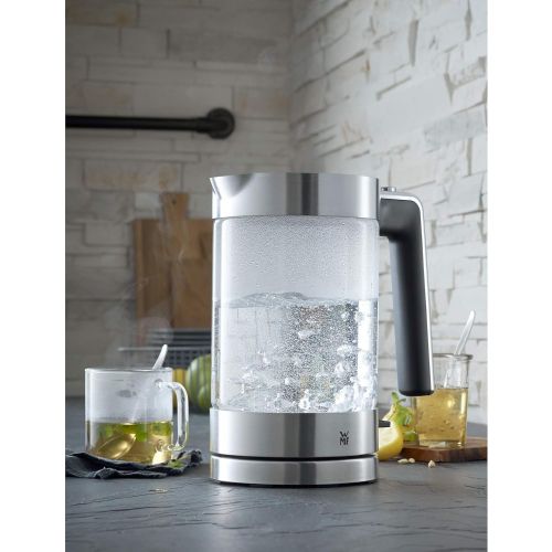 더블유엠에프 WMF Lono Wasserkocher Glas (3000 W, 1,7l, Schott Duran Glas, Kalk-Wasserfilter) cromargan matt/silber