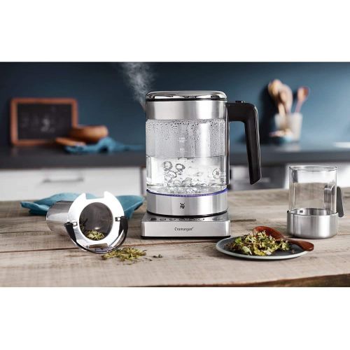 더블유엠에프 WMF Kuechenminis 2 in 1 Vario Kettle with Temperature Setting, 1.0 L, 1900 W, Glass Teapot with Tea Bag Holder and Strainer