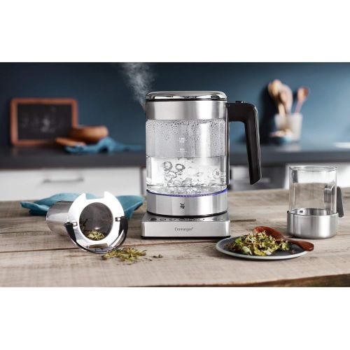 더블유엠에프 WMF Kuechenminis 2 in 1 Vario Kettle with Temperature Setting, 1.0 L, 1900 W, Glass Teapot with Tea Bag Holder and Strainer