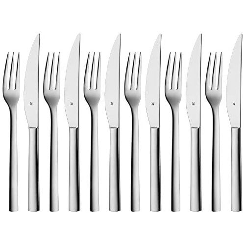 더블유엠에프 WMF Nuova Steak Cutlery Set, Steak Fork, Steak Knife, Polished Cromargan Stainless Steel, Dishwasher-Safe