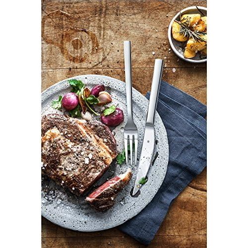 더블유엠에프 WMF Nuova Steak Cutlery Set, Steak Fork, Steak Knife, Polished Cromargan Stainless Steel, Dishwasher-Safe