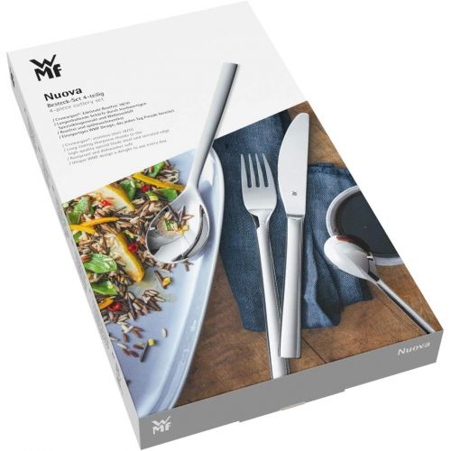 더블유엠에프 WMF Nuova 4-Piece Cutlery Set for 1 Person Monobloc Knife Polished Cromargan Stainless Steel Dishwasher Safe