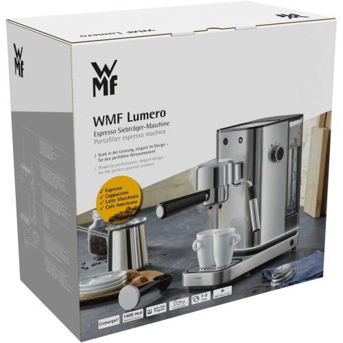 더블유엠에프 [아마존베스트]WMF Lumero Portafilter Espresso Machine (1400 Watts with 3 Inserts, for 1-2 Cups Espresso, also for Pads, 15 Bar, Cup Stand Area, Milk Frothing Nozzle)