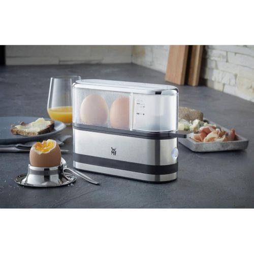 더블유엠에프 [아마존베스트]WMF kitchen mini 2-egg cooker (250 W, egg cooker for 1-2 eggs, with egg pick, BPA-free Tritan) matt cromargan