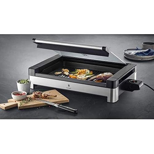 더블유엠에프 [아마존베스트]Wmf Lono Electric Table Grill, with Glass Lid, Coated Grill Plate, 2200 Watt, Matt, Stainless Steel