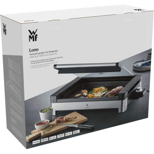 더블유엠에프 [아마존베스트]Wmf Lono Electric Table Grill, with Glass Lid, Coated Grill Plate, 2200 Watt, Matt, Stainless Steel