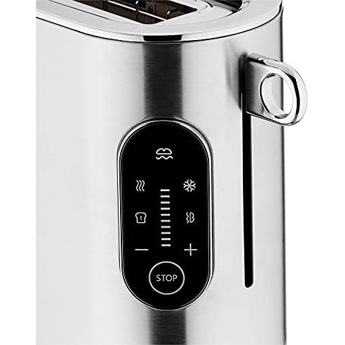 더블유엠에프 [아마존베스트]WMF Lumero Toaster Long Slot with Roll Attachment, 2 Slices, XXL, One-sided Toasting, 1 Disc Button, 10 Tanning Levels, Toaster Matte Stainless Steel