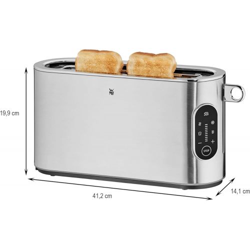더블유엠에프 [아마존베스트]WMF Lumero Toaster Long Slot with Roll Attachment, 2 Slices, XXL, One-sided Toasting, 1 Disc Button, 10 Tanning Levels, Toaster Matte Stainless Steel