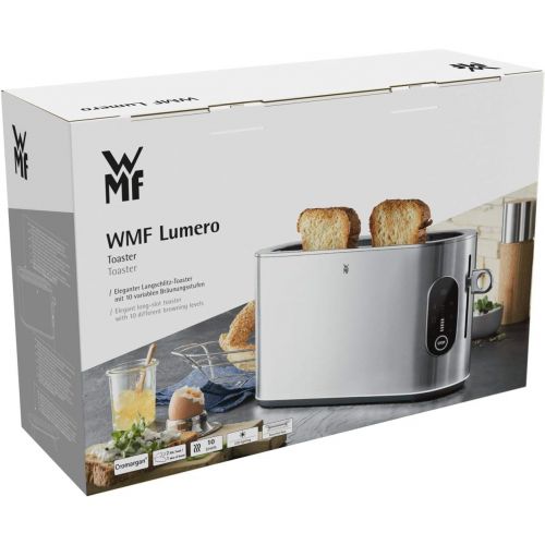 더블유엠에프 [아마존베스트]WMF Lumero Toaster Long Slot with Roll Attachment, 2 Slices, XXL, One-sided Toasting, 1 Disc Button, 10 Tanning Levels, Toaster Matte Stainless Steel