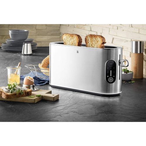 더블유엠에프 [아마존베스트]WMF Lumero Toaster Long Slot with Roll Attachment, 2 Slices, XXL, One-sided Toasting, 1 Disc Button, 10 Tanning Levels, Toaster Matte Stainless Steel