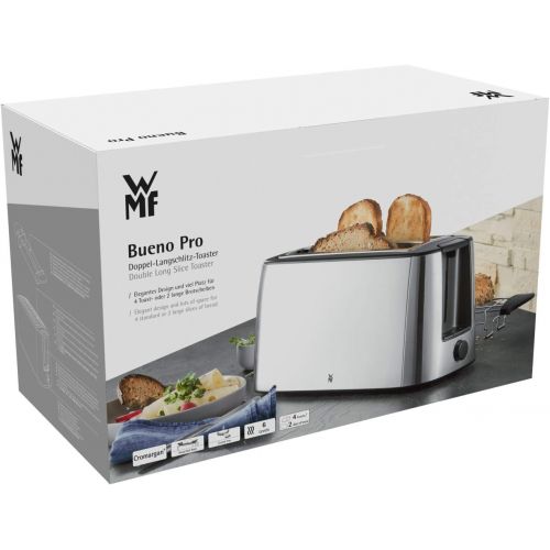 더블유엠에프 [아마존베스트]WMF Bueno Pro Toaster, Long Slot, Double Slot for 4 Slices of Toast or 2 Slices of Bread, XXL Toast, Warm-up Function, 6 Browning Levels, Matt Stainless Steel