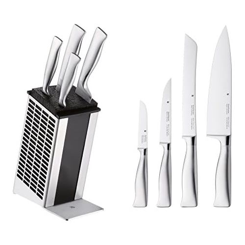 더블유엠에프 [아마존베스트]WMF Grand Gourmet knife block with knife set, 5 pieces, special blade steel, 4 knives forged, stainless steel block, bristle insert, performance cut