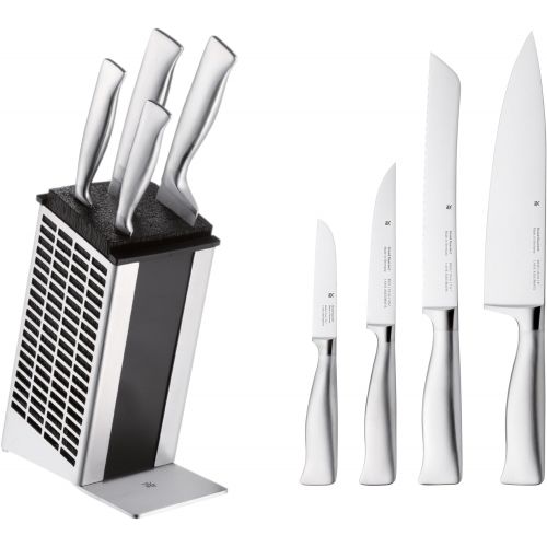 더블유엠에프 [아마존베스트]WMF Grand Gourmet knife block with knife set, 5 pieces, special blade steel, 4 knives forged, stainless steel block, bristle insert, performance cut