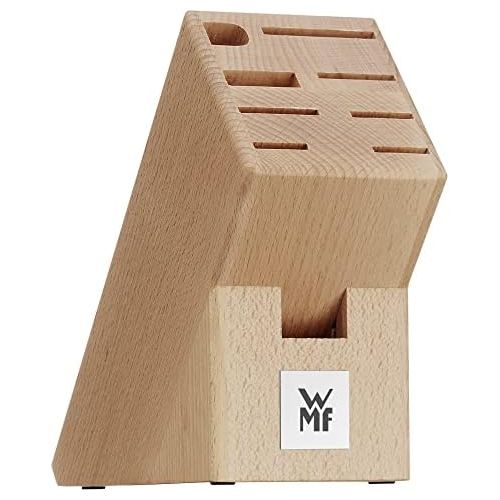 더블유엠에프 [아마존베스트]WMF Blank Wooden Beech Wood Knife Block without Knife, for 6 Knives, 1 Meat Fork, 1 Sharpening Steel, 1 Scissors