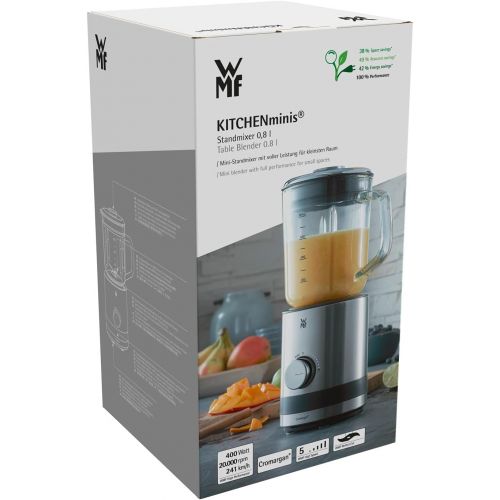 더블유엠에프 WMF Kitchen Nminis Compact Blender, 0,8 l, 400 Watt, Glass Jug, Cromargan Matte/Silver