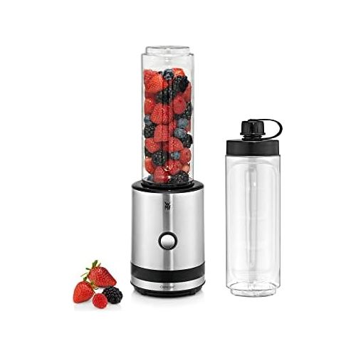 더블유엠에프 WMF KUECHENminis Smoothie to Go Mini Blender With Two Mixing/Drinking Containers (0.6 l, 300 W, Cromargan)