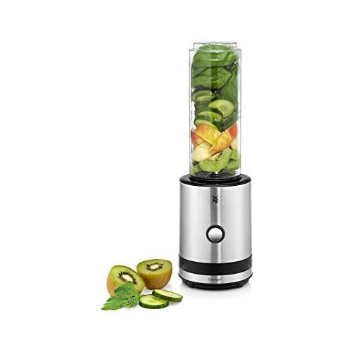 더블유엠에프 WMF KUECHENminis Smoothie to Go Mini Blender With Two Mixing/Drinking Containers (0.6 l, 300 W, Cromargan)