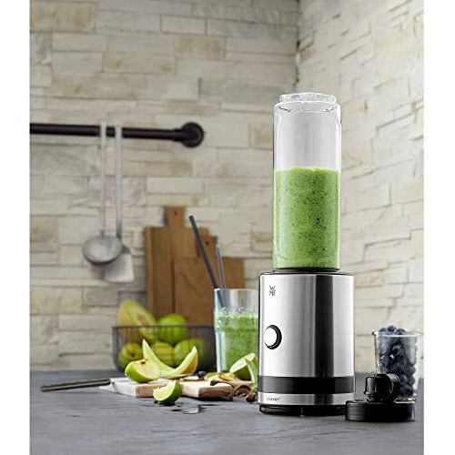 더블유엠에프 WMF KUECHENminis Smoothie to Go Mini Blender With Two Mixing/Drinking Containers (0.6 l, 300 W, Cromargan)