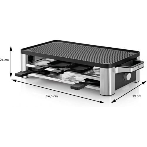 더블유엠에프 WMF Lono Raclette grill with pans and sliders, Raclette 8 people, 1500 W, matt stainless steel