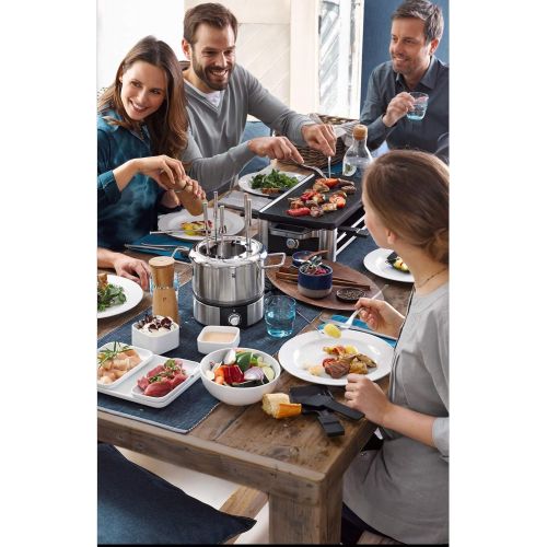 더블유엠에프 WMF Lono Raclette grill with pans and sliders, Raclette 8 people, 1500 W, matt stainless steel