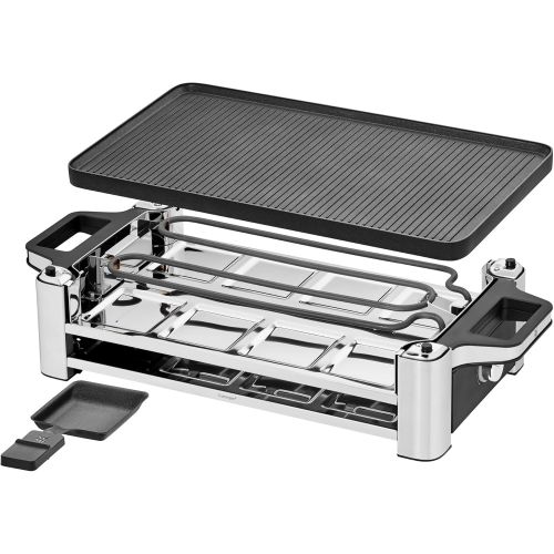 더블유엠에프 WMF Lono Raclette grill with pans and sliders, Raclette 8 people, 1500 W, matt stainless steel