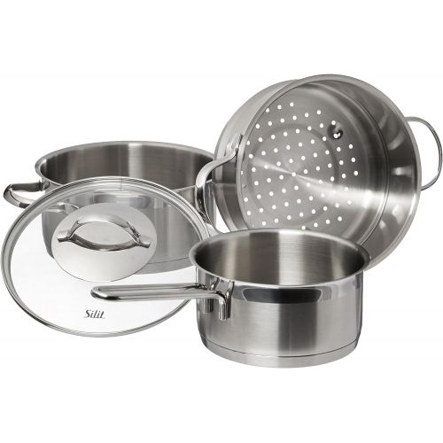 더블유엠에프 Silit by WMF 14 Piece Achat Cookware Set, Large, Silver