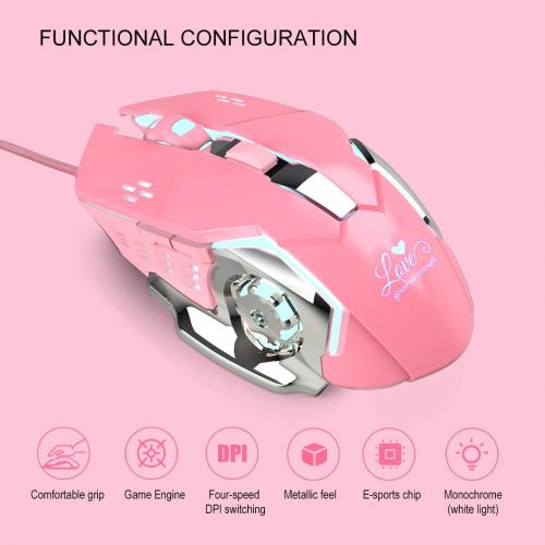  WMLIFE Wired Gaming Mouse, Metal Texture Mechanical Cool Shape,Cool Light Backlit, Four-Speed Optical Engine Switching, Up to 3200DPI,Comfortable Grip Ergonomic Optical USB Gaming Mice (P