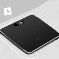 WMM-weighing scale Body Weight Scale, Helect Tempered Glass Digital Bathroom Scale with Step-On Technology, Backlight Display, USB Charging (Color : Black)