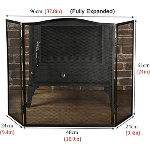  WMMING Spark Protection Guard with Metal Mesh, Foldable Fireplace Spark for Wood Burner/Gas/Stove, Black Solid and Practical