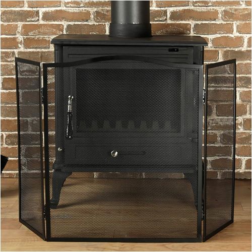  WMMING Spark Protection Guard with Metal Mesh, Foldable Fireplace Spark for Wood Burner/Gas/Stove, Black Solid and Practical