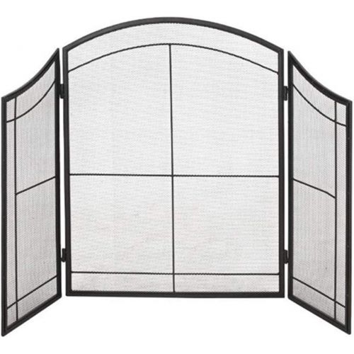  WMMING Fireplace Screen, 3 Panel Black Wrought Iron Spark Protection for Baby Pet Safety, Vintage Stove/Gas Fire/Wood Burning Spark Guard,116×76cm Solid and Practical