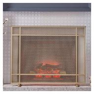 WMMING Gold Wrought Iron Heavy Duty Fireplace Screen with Mesh Cover, Single Panel Baby Pet Spark Guard for Wood Burning Stove, 24cm Wide Solid and Practical