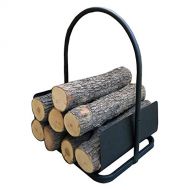 WMMING Indoor Small 16inch Firewood Rack Brackets with Scrolls & Handle, Iron Black Log Carrier Wood Storage, Fireplace, Stove and Fire Pit Accessory Solid and Practical