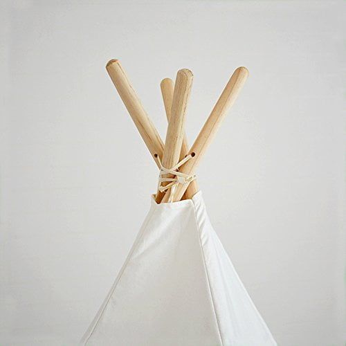  WMT Kids White Authentic Giant Canvas Indian Teepee Tripod Play Tent (outdoor indoor playhous)